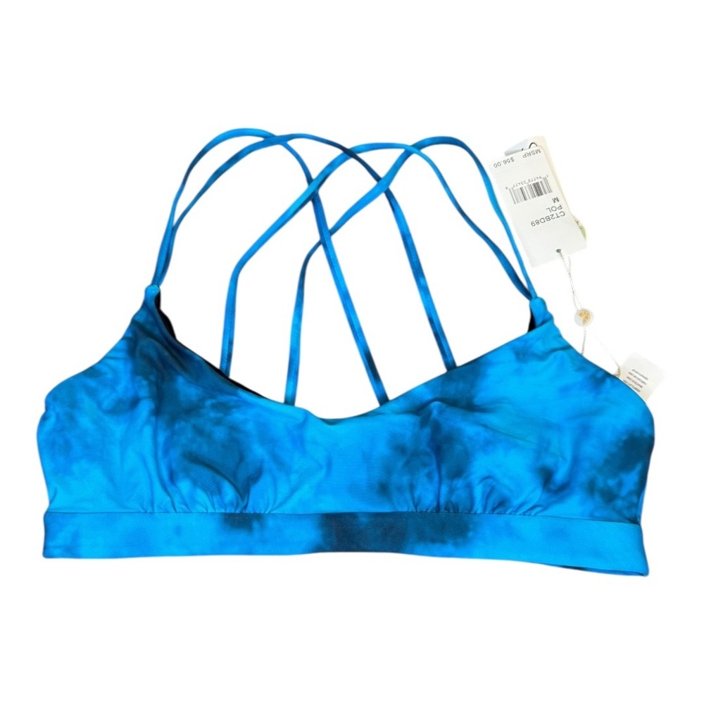 Citrus Tie Dye Criss Cross Back Bikini Top Recycled Reversible Size Medium NWT